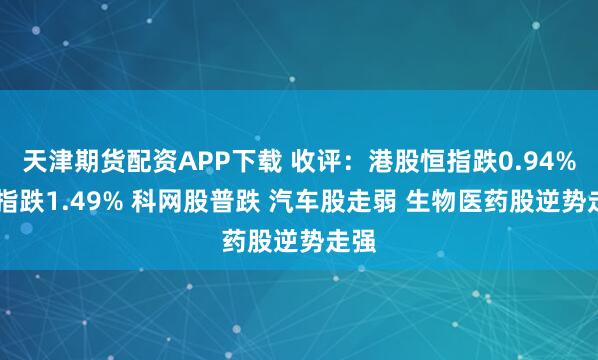 天津期货配资APP下载 收评：港股恒指跌0.94% 科指跌1.49% 科网股普跌 汽车股走弱 生物医药股逆势走强